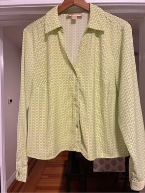 MICHAEL Michael Kors Lime Print Button-Front Blouse